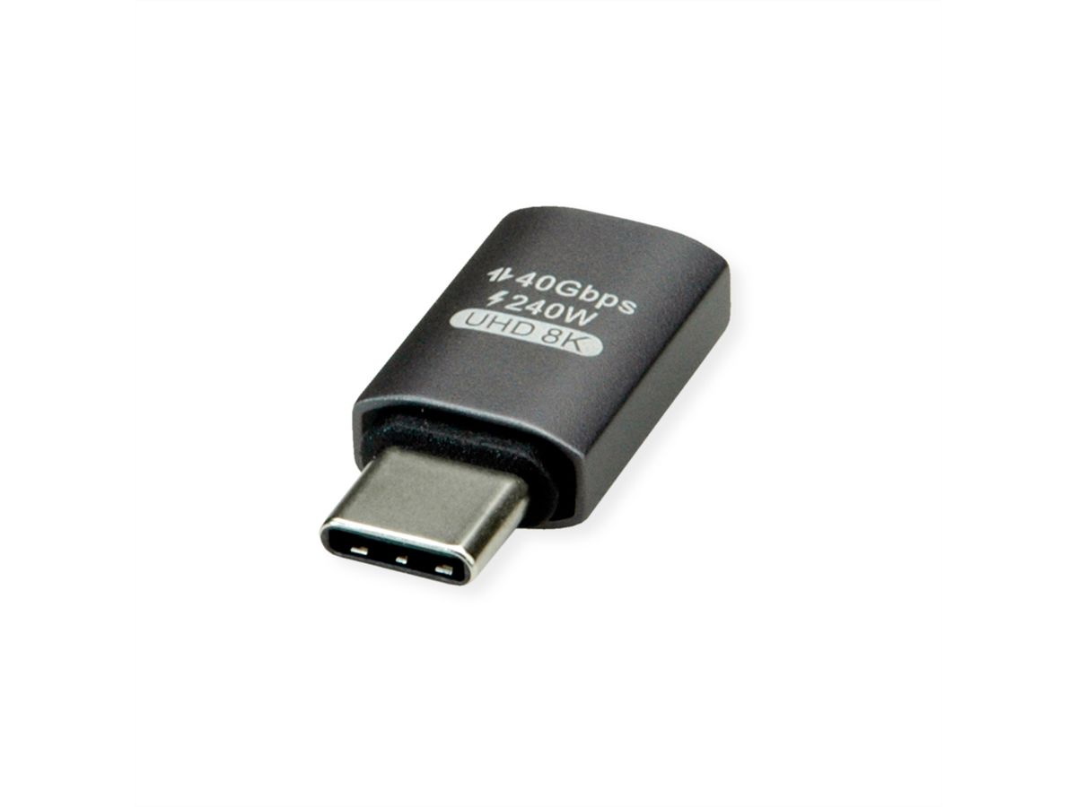 ROLINE Adapter, USB4 Gen 3x2, Aluminum, Type C, M/F, silver