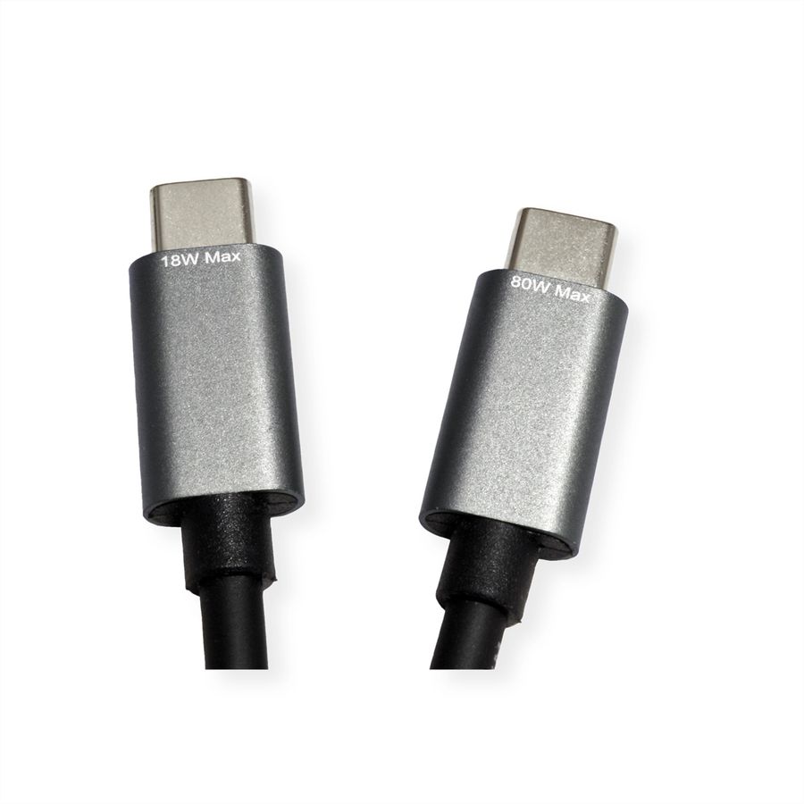 ROLINE Y - Splitter Charging Cable, Type C Connectors, USB-C - USB-C, M/M, max. 100W, black, 1.85 m