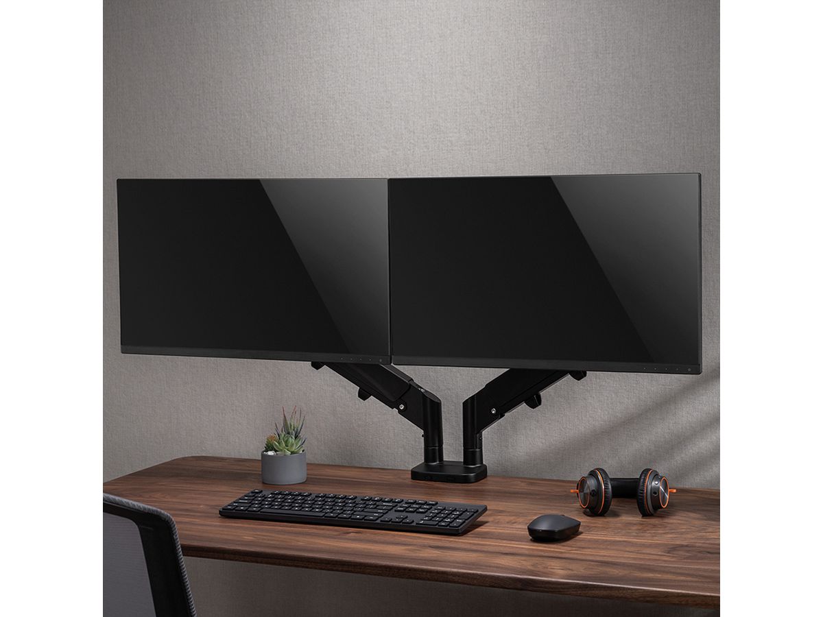 VALUE Dual LCD Monitor Arm, Desk Clamp, 5 Joints, Space Saving