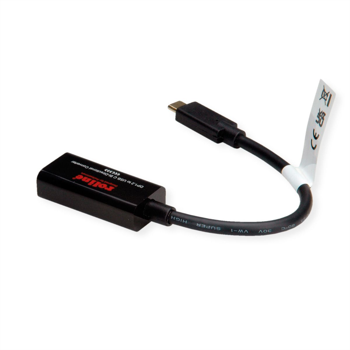ROLINE USB-C - DisplayPort AdapterCable, M/F, Bi-directional, 0.2 m