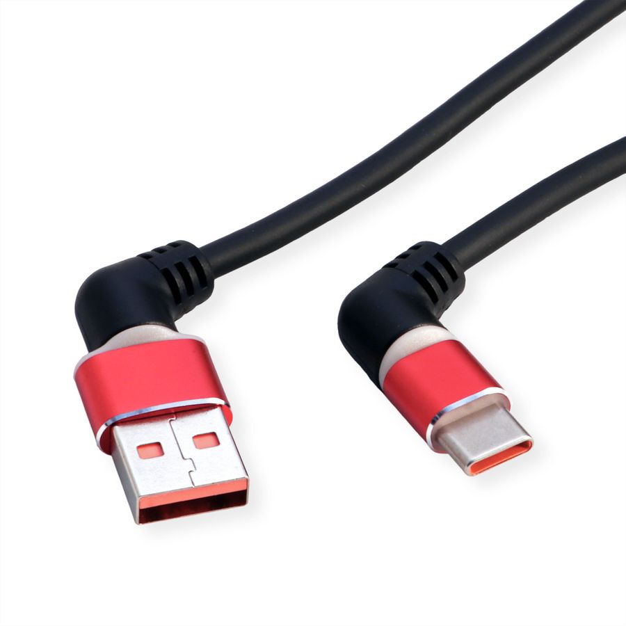 ROLINE 360° Rotation USB 2.0 Cable, C - A, M/M, 60W, Red Black, 1 m