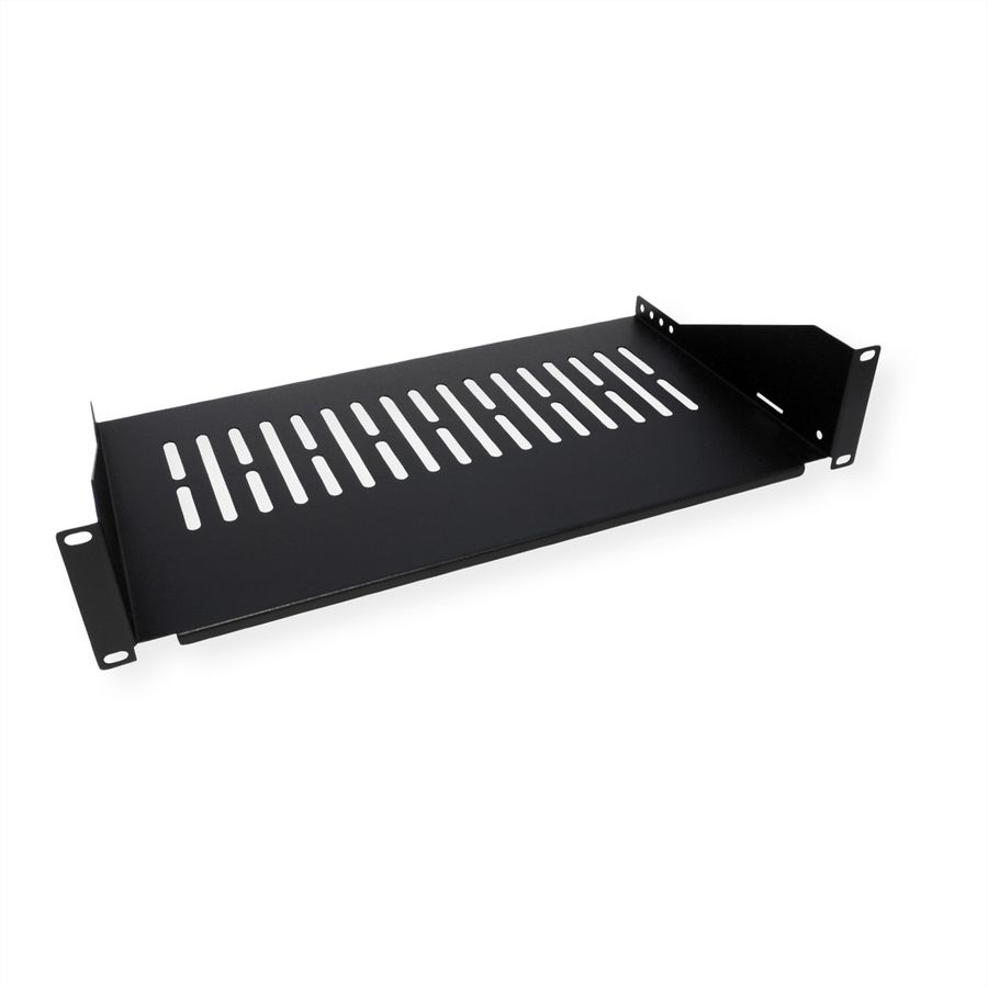 VALUE 19"-Fixed Shelf, 485 x 250mm, max. 15kg, 2U, black