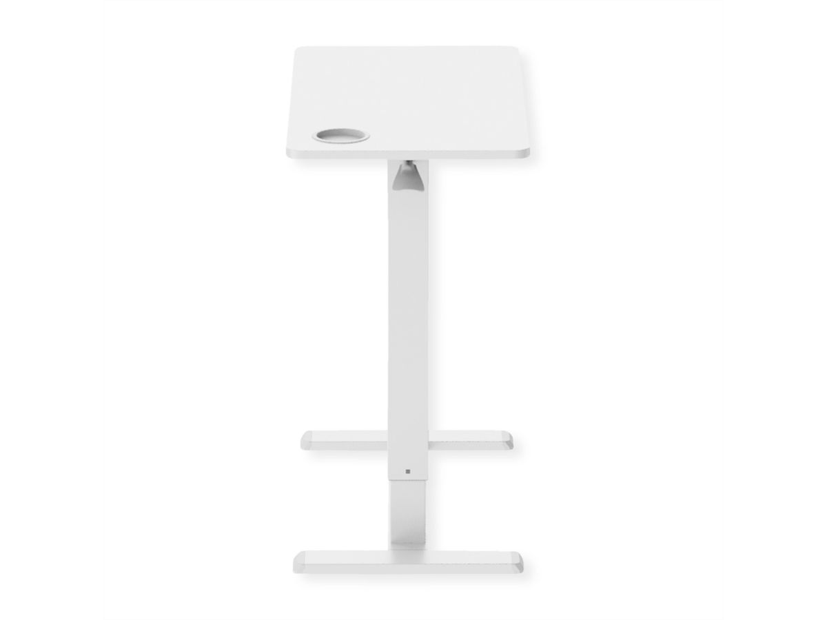 ROLINE Gas Spring Side Table / Workstation, height-adjustable, hidden casters, white