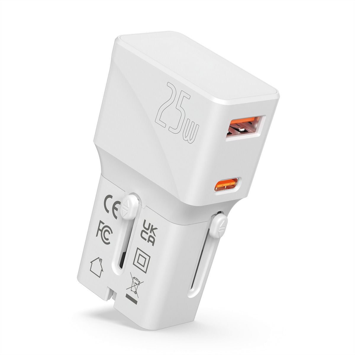 VALUE POCKET Travel Charger, EU/UK/US, 2x Ports (A+C), 25W