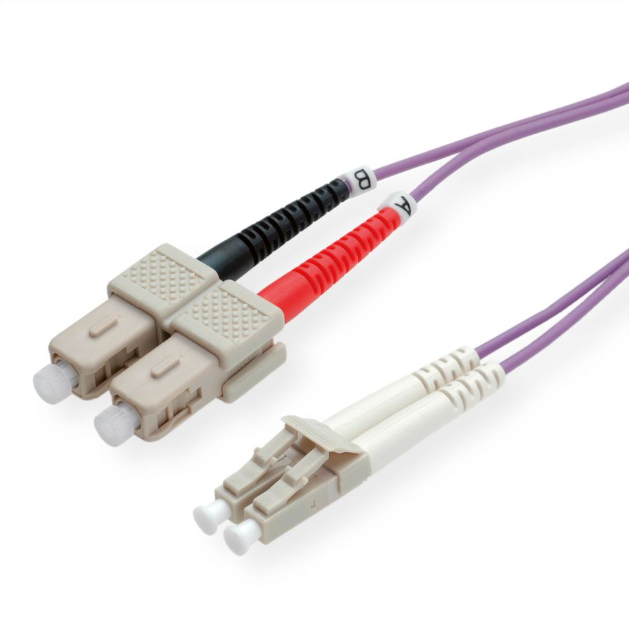 ROLINE Fibre Optic Jumper Cable, 50/125µm, LC/SC, OM4, violet, 0.5 m