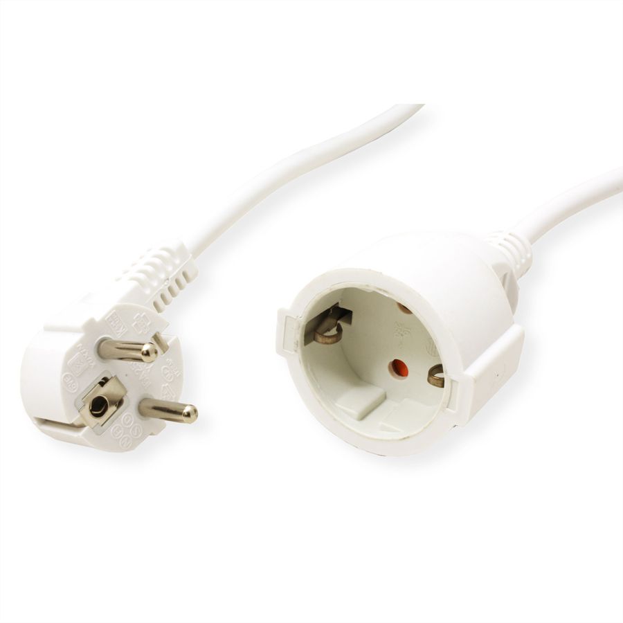VALUE Extension Cable with 3P. German connectors, AC 230V, white, 3 m