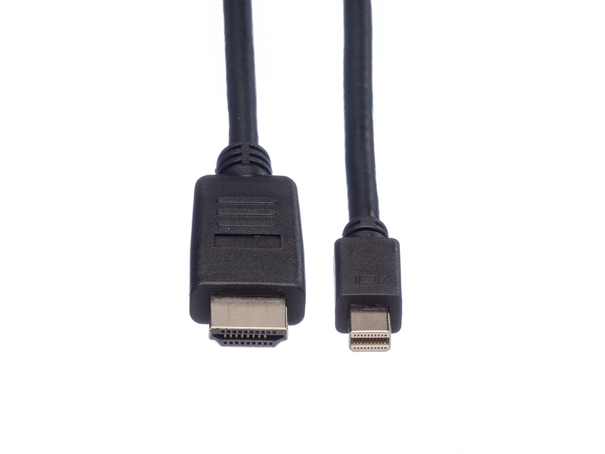 ROLINE Mini DisplayPort Cable, Mini DP-HDTV, M/M, black, 2 m