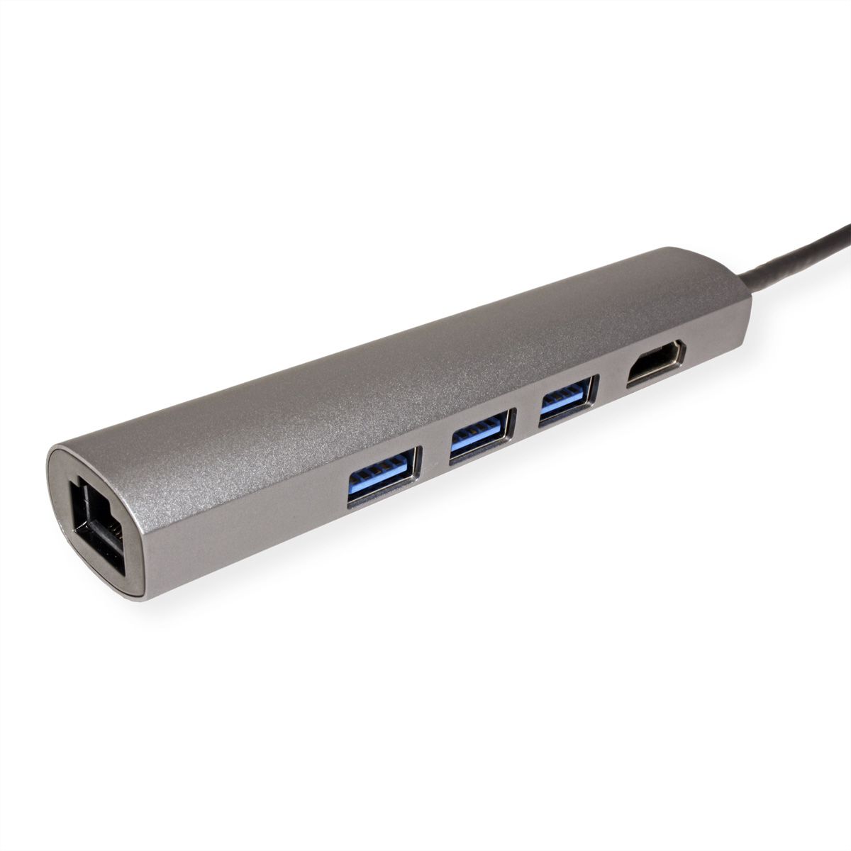 VALUE USB-C docking station, 4K HDMI, 3x USB 3.2 Gen 1, Gigabit Ethernet, grey