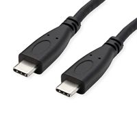 ROLINE USB 3.2 Gen 2 Cable, PD, C-C, M/M, 4K UHD-1, 10Gbit/s, Emark, 100W, black, 0.5 m