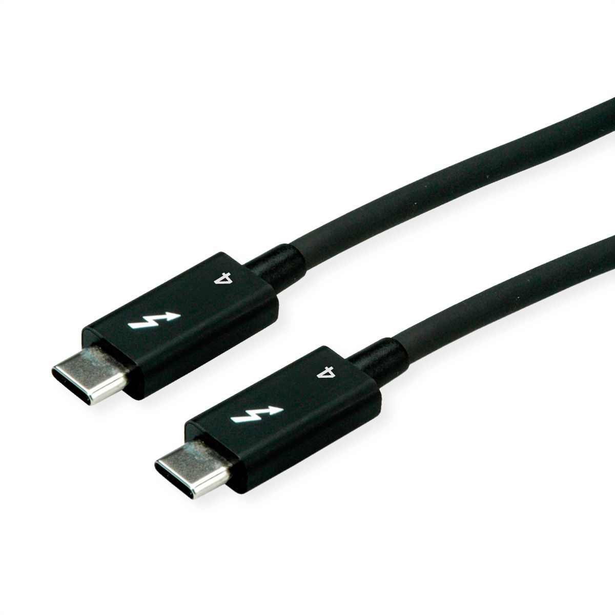 ROLINE Thunderbolt™ 4 Cable, C-C, M/M, 8K UHD-2, 40Gbit/s, 100W, passive, black, 0.8 m
