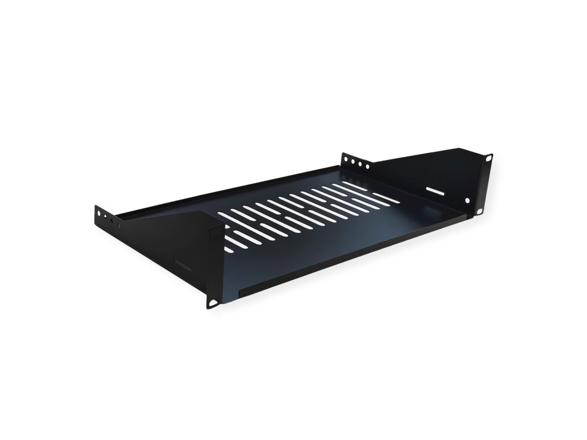 VALUE 19"-Fixed Shelf, 440 x 250mm, max. 15kg, 2U, U-Shape, black