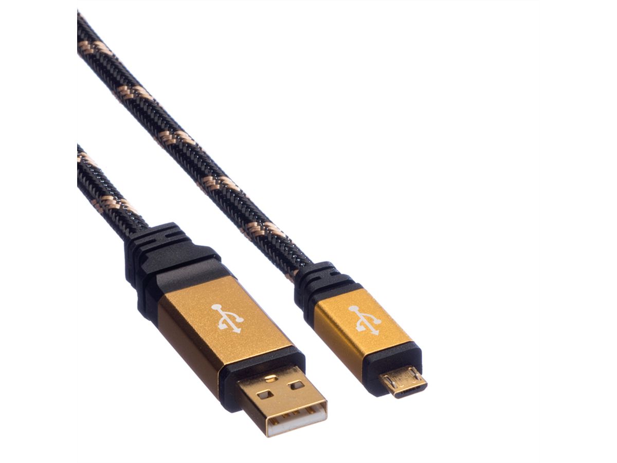 ROLINE GOLD USB 2.0 Cable, A - Micro B, M/M, 1.8 m