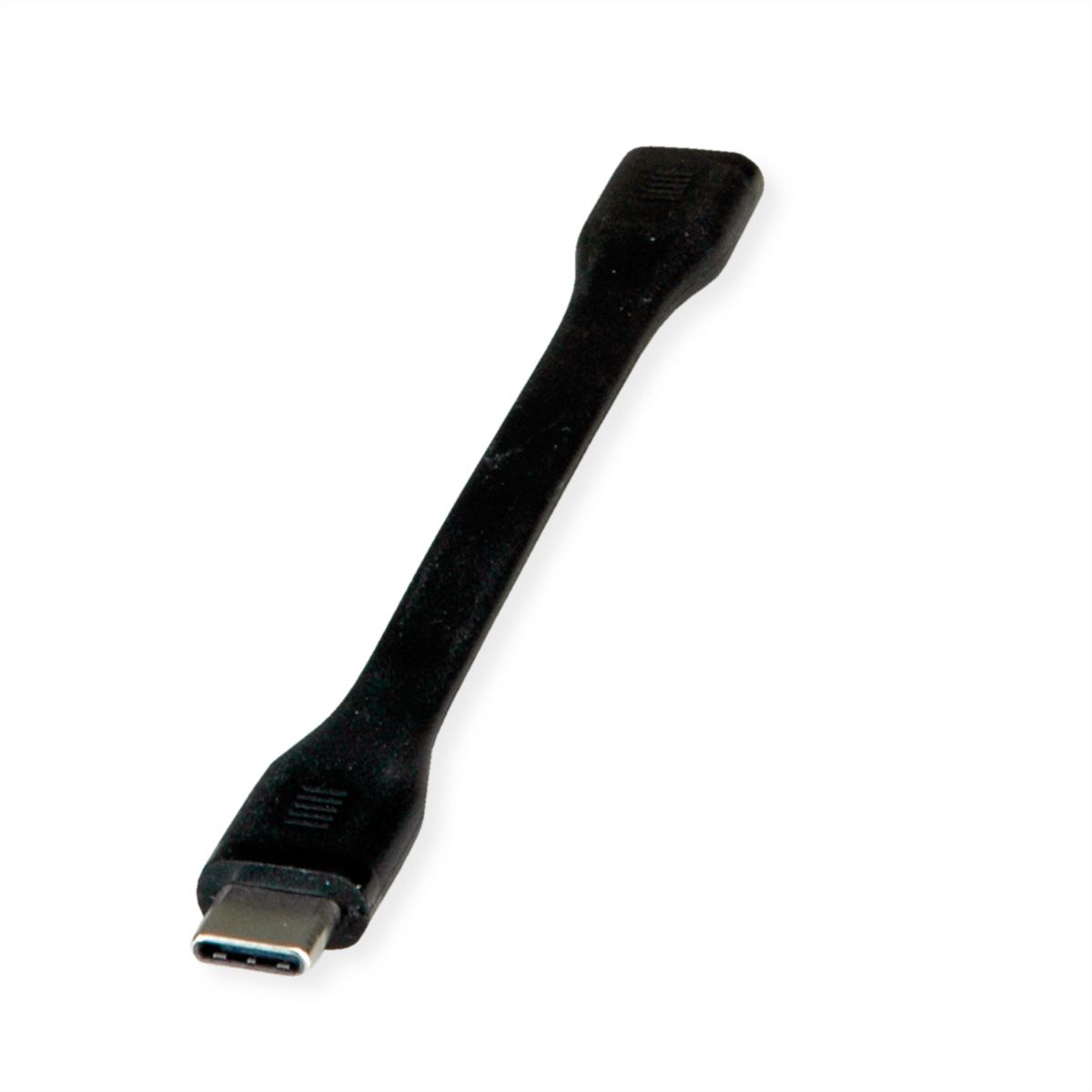 ROLINE USB4 Gen3x2 Cable, C-C, M/F, 8K UHD-2, 40Gbit/s, 100W, extra-flat, black, 11.5 cm