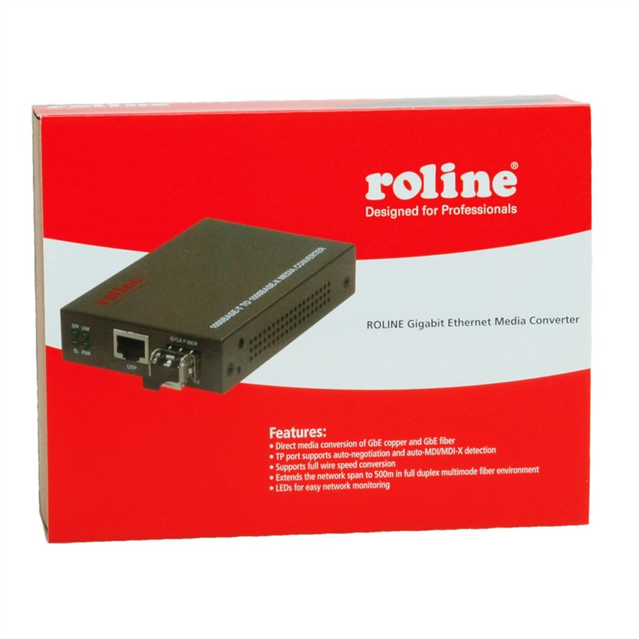 ROLINE Gigabit Converter, incl. mini GBIC, RJ45 to LC