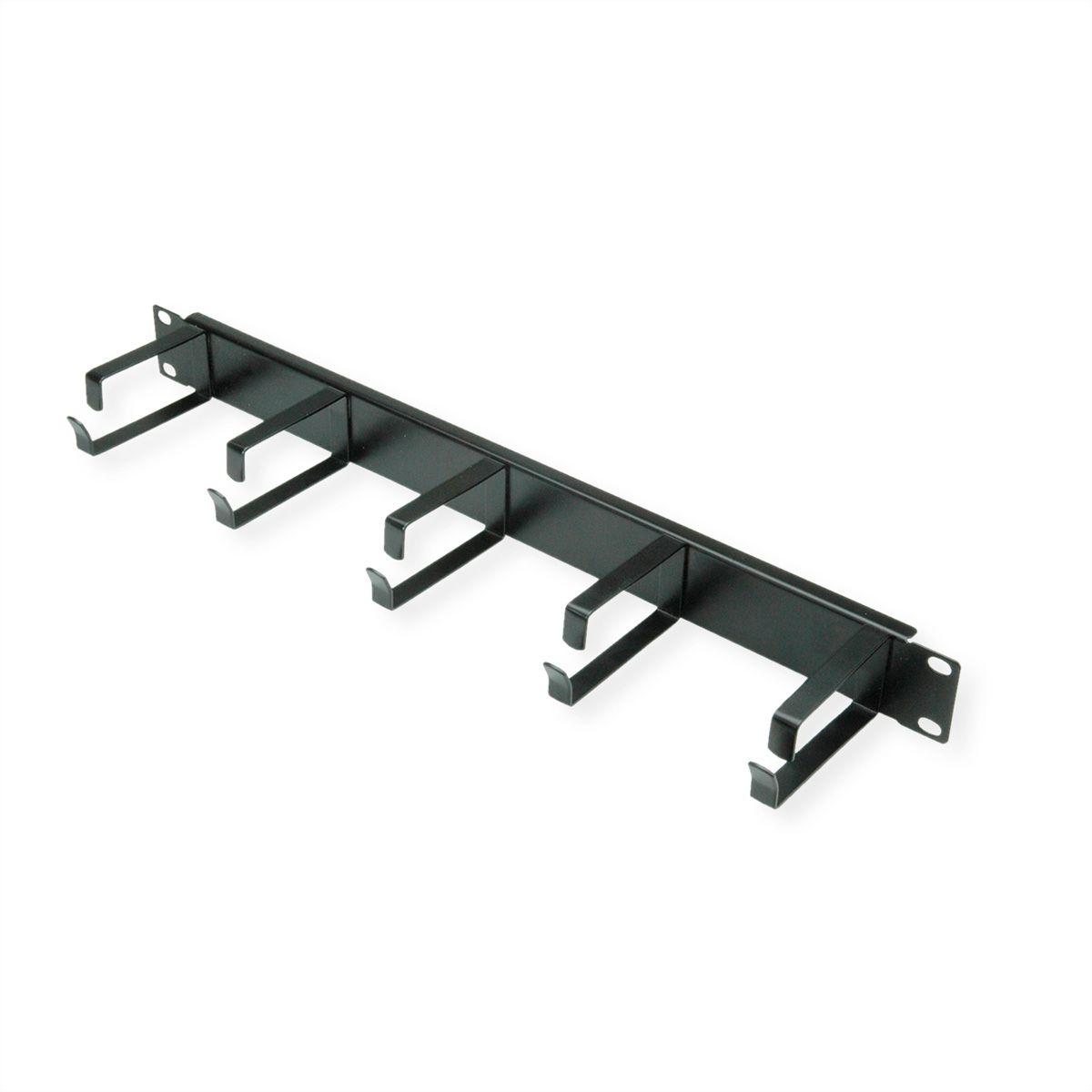 VALUE 19" 1U Cable Management Plate, G-Type, 5 Hooks, black