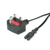 VALUE UK Power Cable, 2-pin (figure-8), black, 3A, 1.95 m