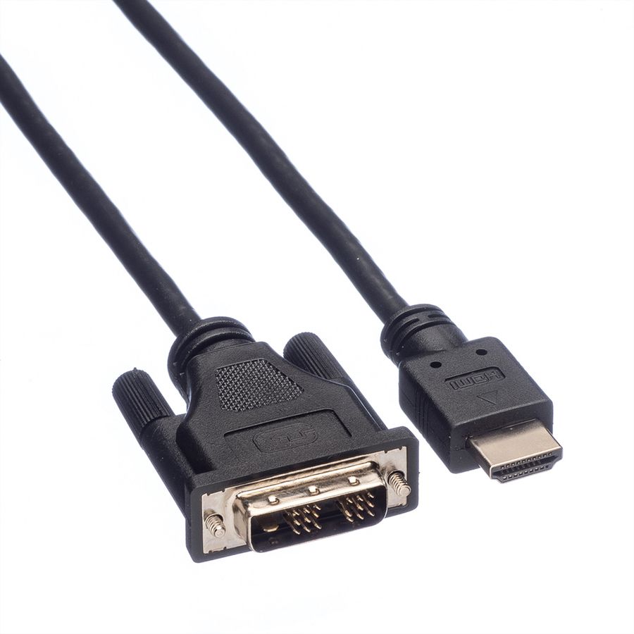 ROLINE DVI Cable, DVI (18+1) - HDMI, M/M, black, 5 m