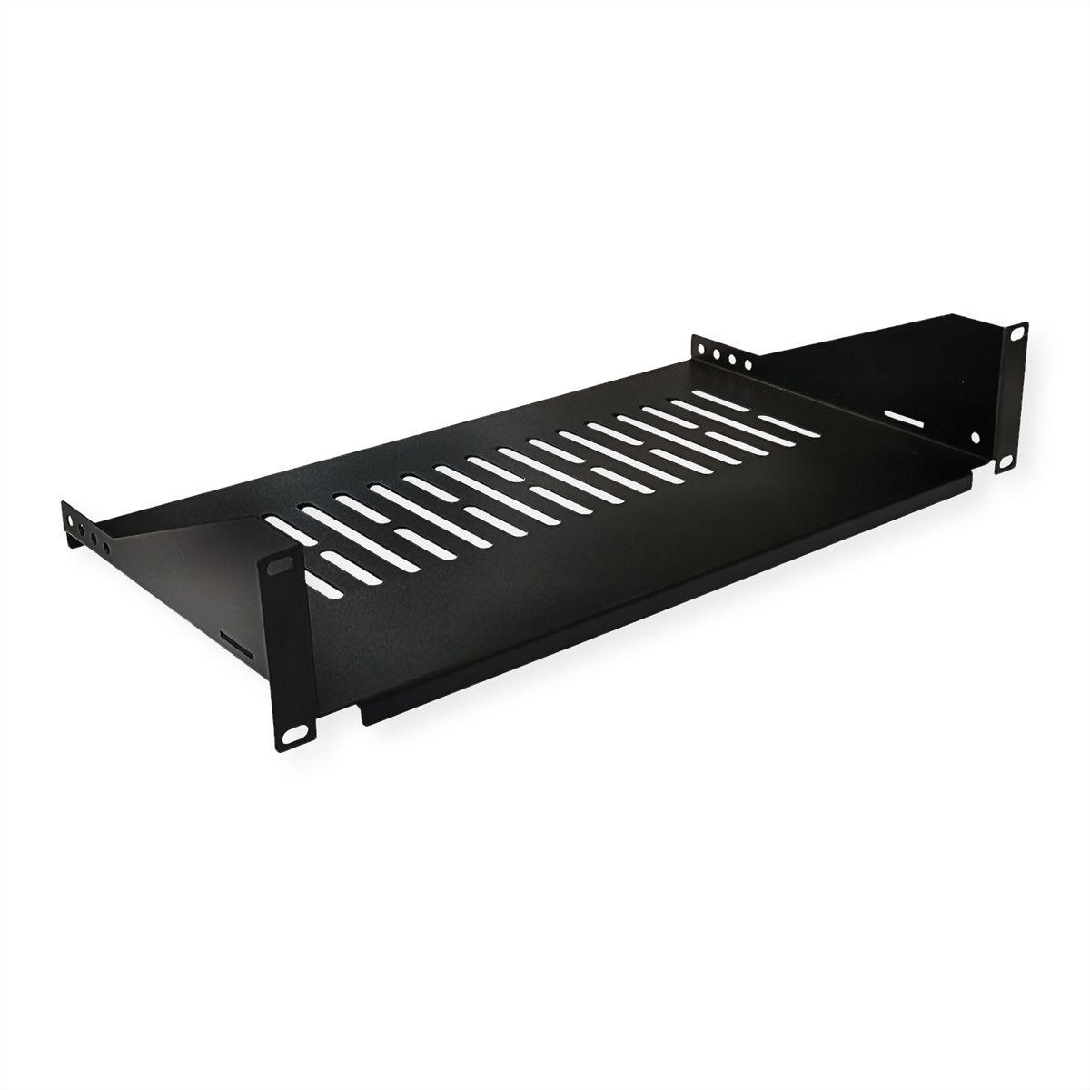 VALUE 19"-Fixed Shelf, 485 x 250mm, max. 15kg, 2U, black