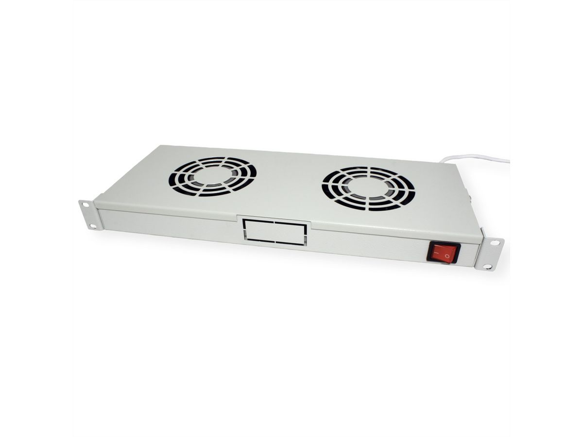 ROLINE 19-inch fan unit 2 fans, Thermostat grey