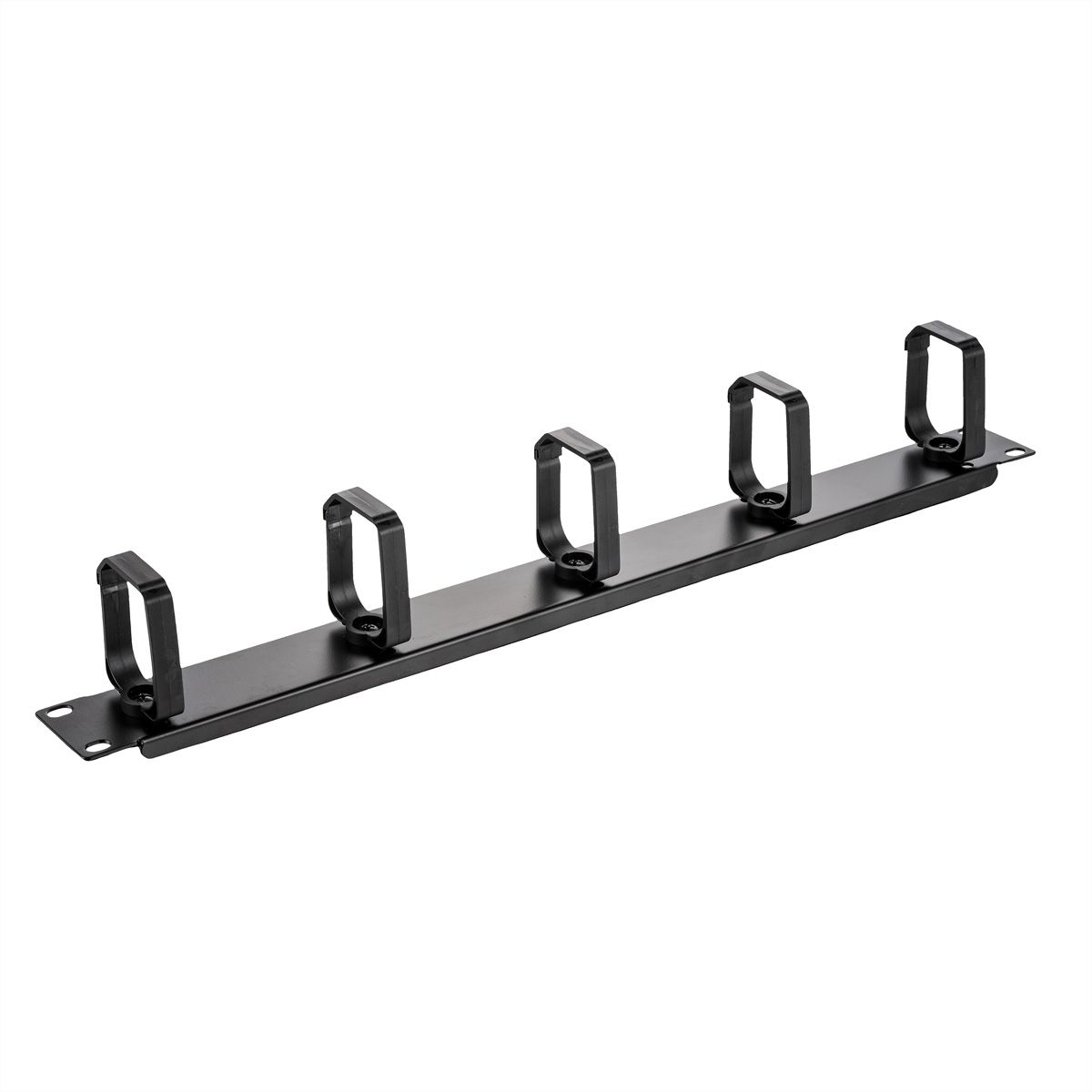 VALUE 19" 1U Cable Management Plate, C-Type, 5 Hooks, black