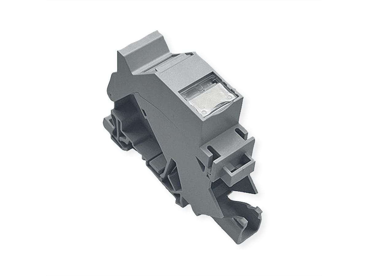 ROLINE Keystone Holder, with Cat.6A Keystone, shielded, DIN-Rail, 45°