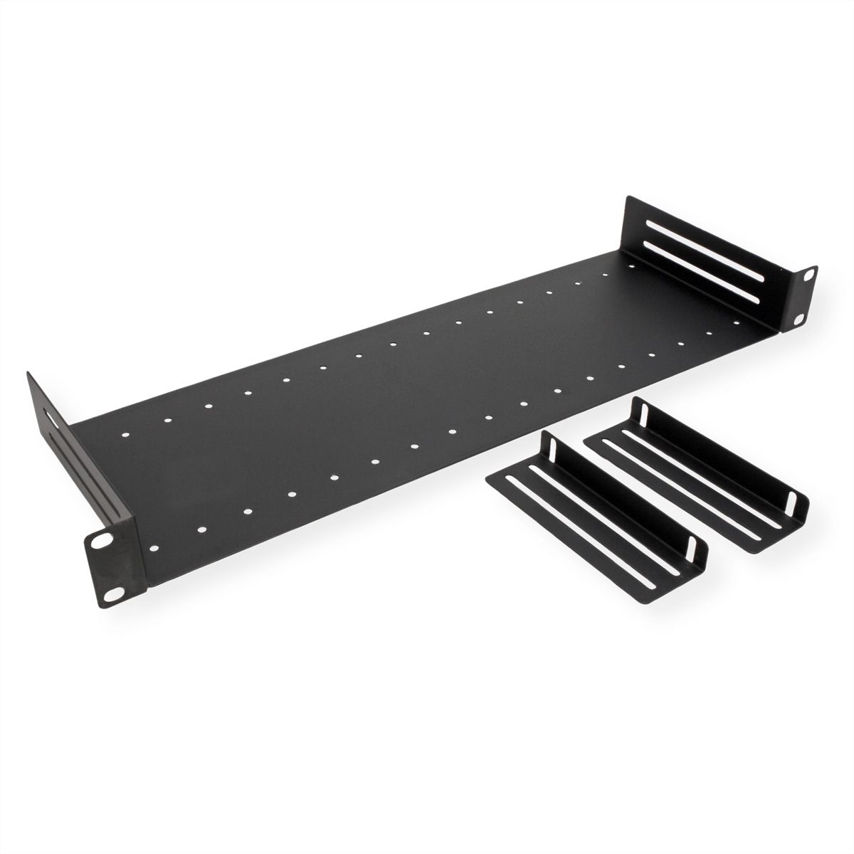 VALUE 19" Shelf, 1U, with 2 adjustable dividers, black