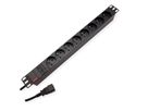 ROLINE 19" PDU for Cabinets 8x 2300W, UTE Version, IEC320 C14 M, black, 2 m