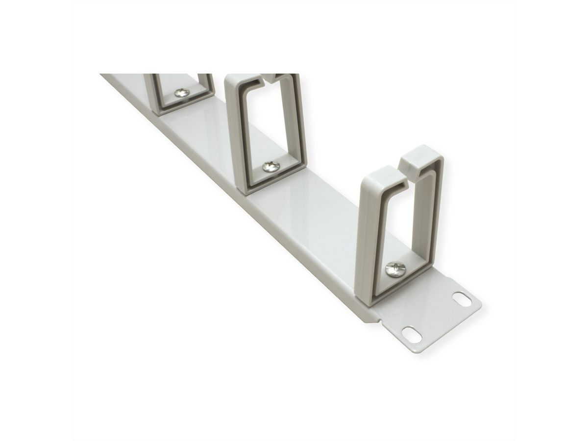 VALUE 19" 1U Cable Management Plate, C-Type, 5 Hooks, grey