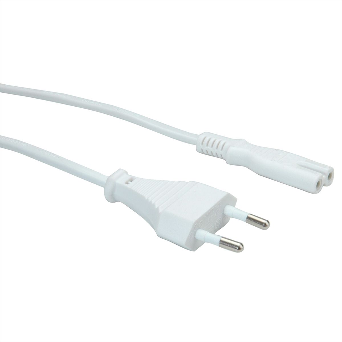 VALUE Euro Power Cable, 2-pin, white, 1 m