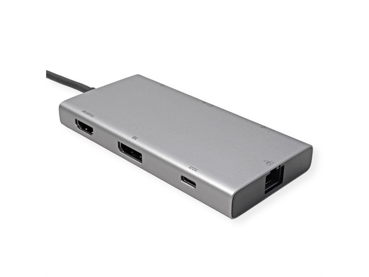 VALUE Dockingstation, HDMI+DP 4K60, 1x C USB3.2Gen1 + 2x A USB3.2 Gen1, 1x Type C PD, 1x RJ45