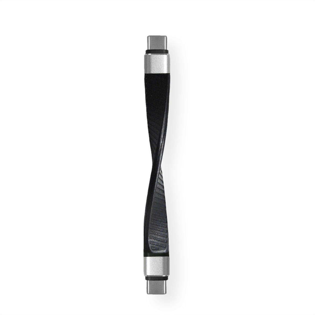 ROLINE USB 3.2 Gen 2 Silicone Cable, PD, with Emark, C-C, M/M, 8K UHD, 10Gbit/s, 60W, black, 11 cm