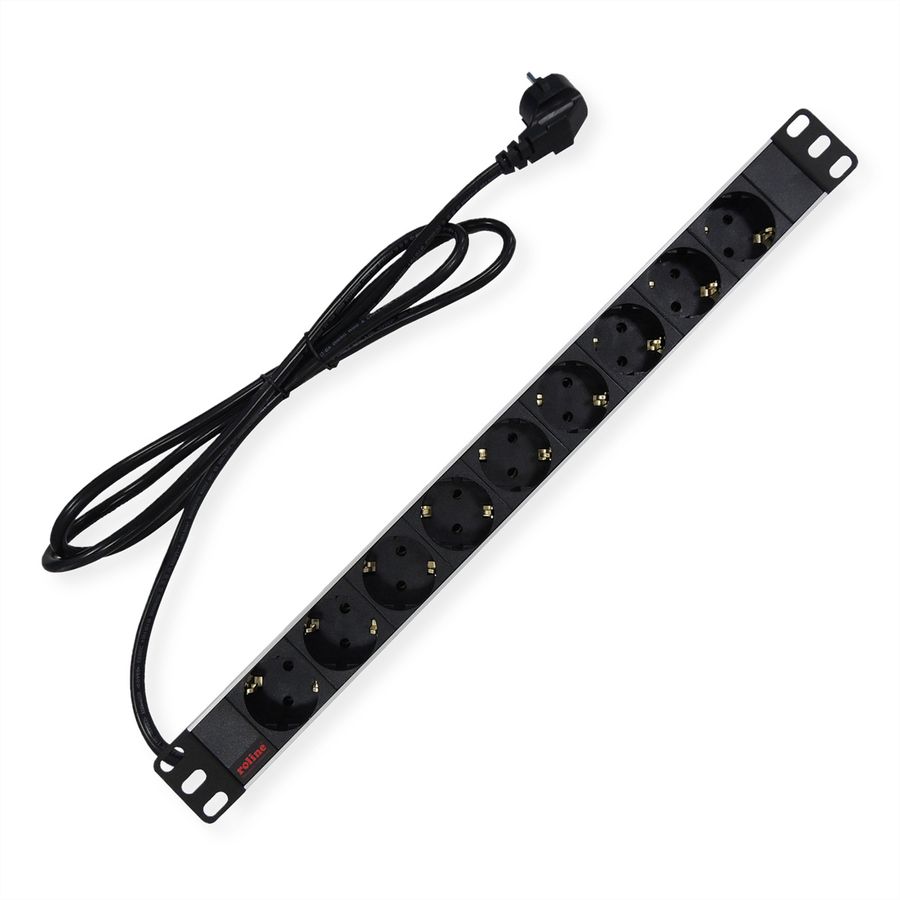 ROLINE PDU for Cabinet, 9x socket, 45°, 16A, silver, 2 m