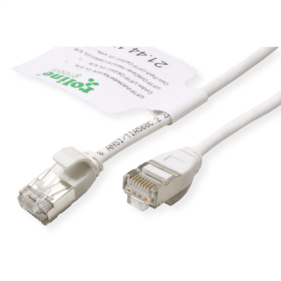 ROLINE GREEN U/FTP DataCenter Patch Cord Cat.6A (Class EA), LSOH, slim, white, 1 m