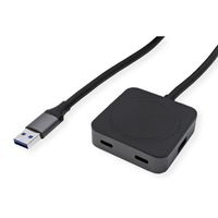 VALUE USB 3.2 Gen1 Hub, 4 Ports (2x A + 2x C), with Extension Cable, 5 m