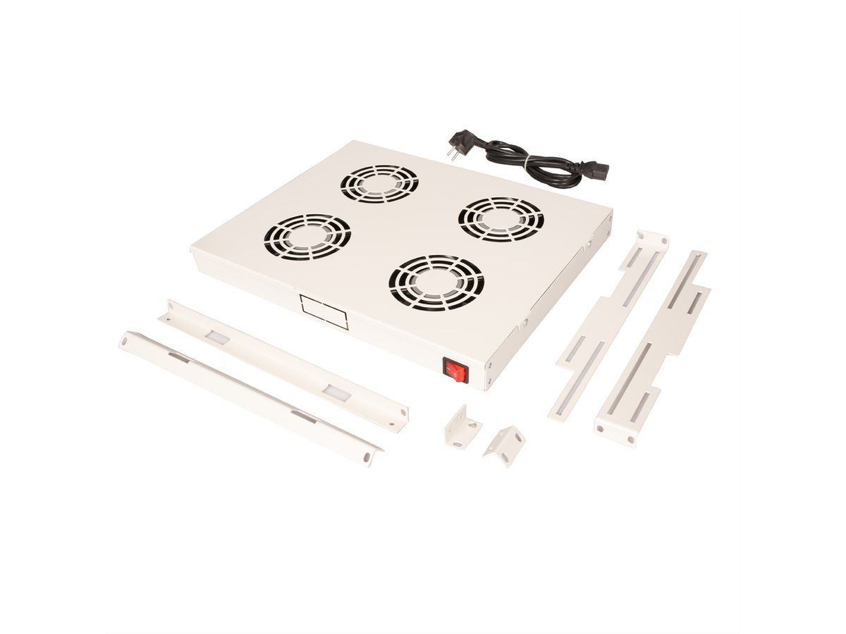ROLINE 19" Fan unit with 4 fans, ON/OFF grey