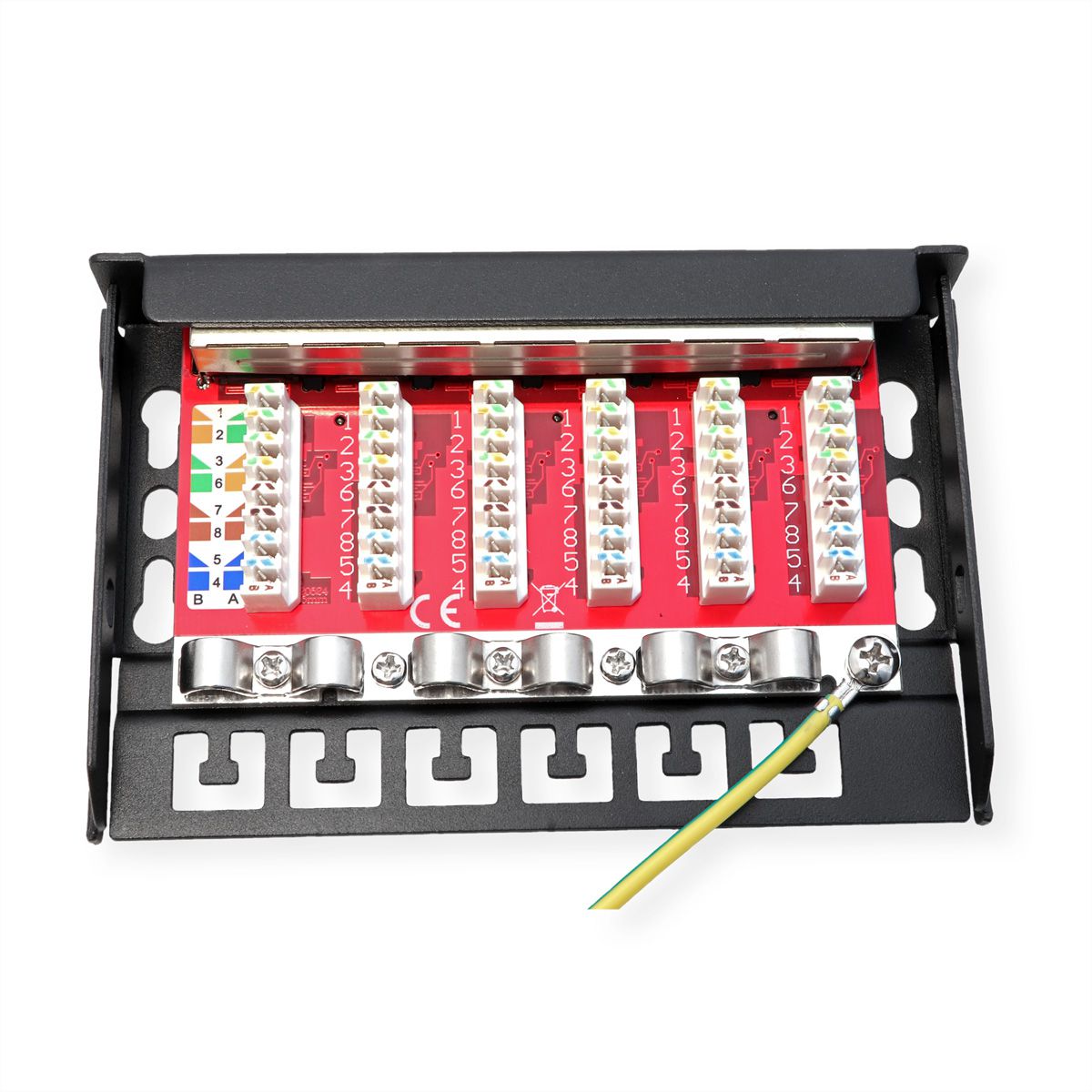 ROLINE Mini Patchpanel, Cat.6A/Cl.EA, 0.5U, 6x RJ45 ports, shielded, black