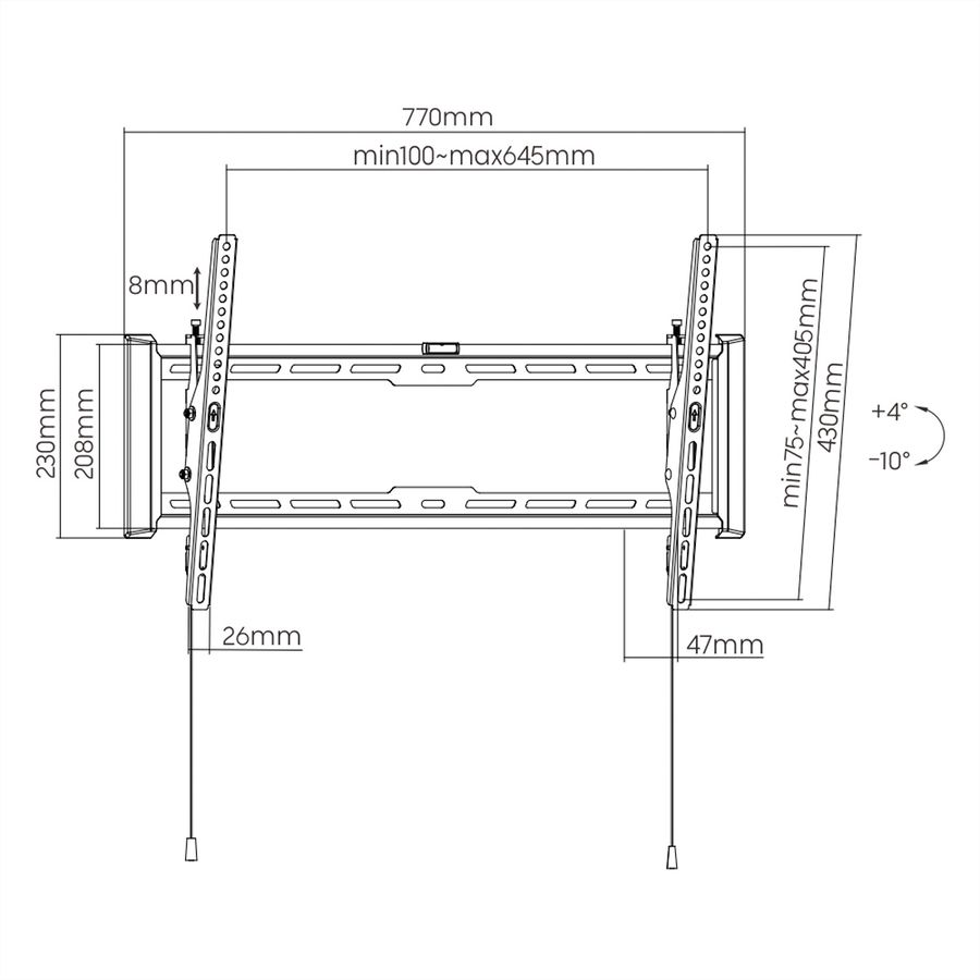 VALUE TV Wall Mount, 47mm Wall Distance, tiltable, 37–80 inch, max. 75 kg