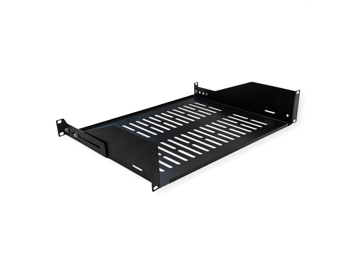 VALUE 19"-Fixed Shelf, 440 x 350mm, max. 25kg, 2U, U-Shape, black