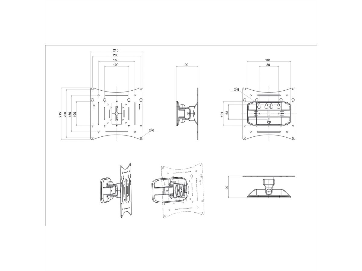 ROLINE LCD Monitor Arm, Wall Mount, 2 Joints