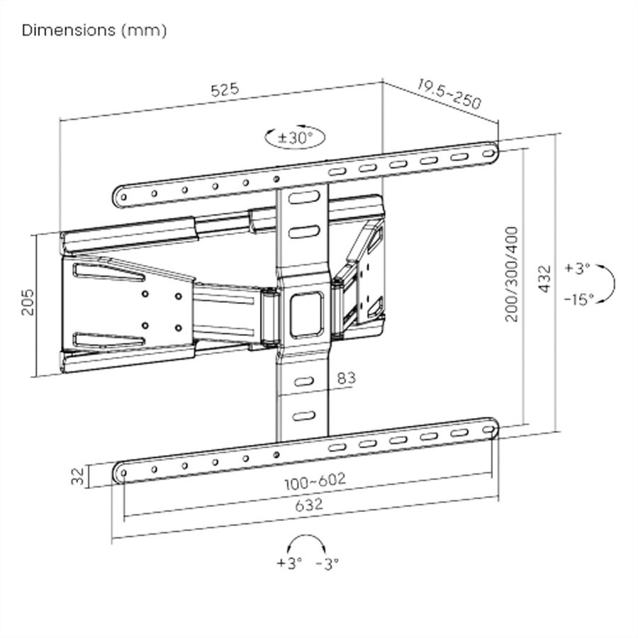 VALUE TV Wall Mount, ultra-slim, 43" - 90" (109,22cm - 228.6cm), max. 50kg