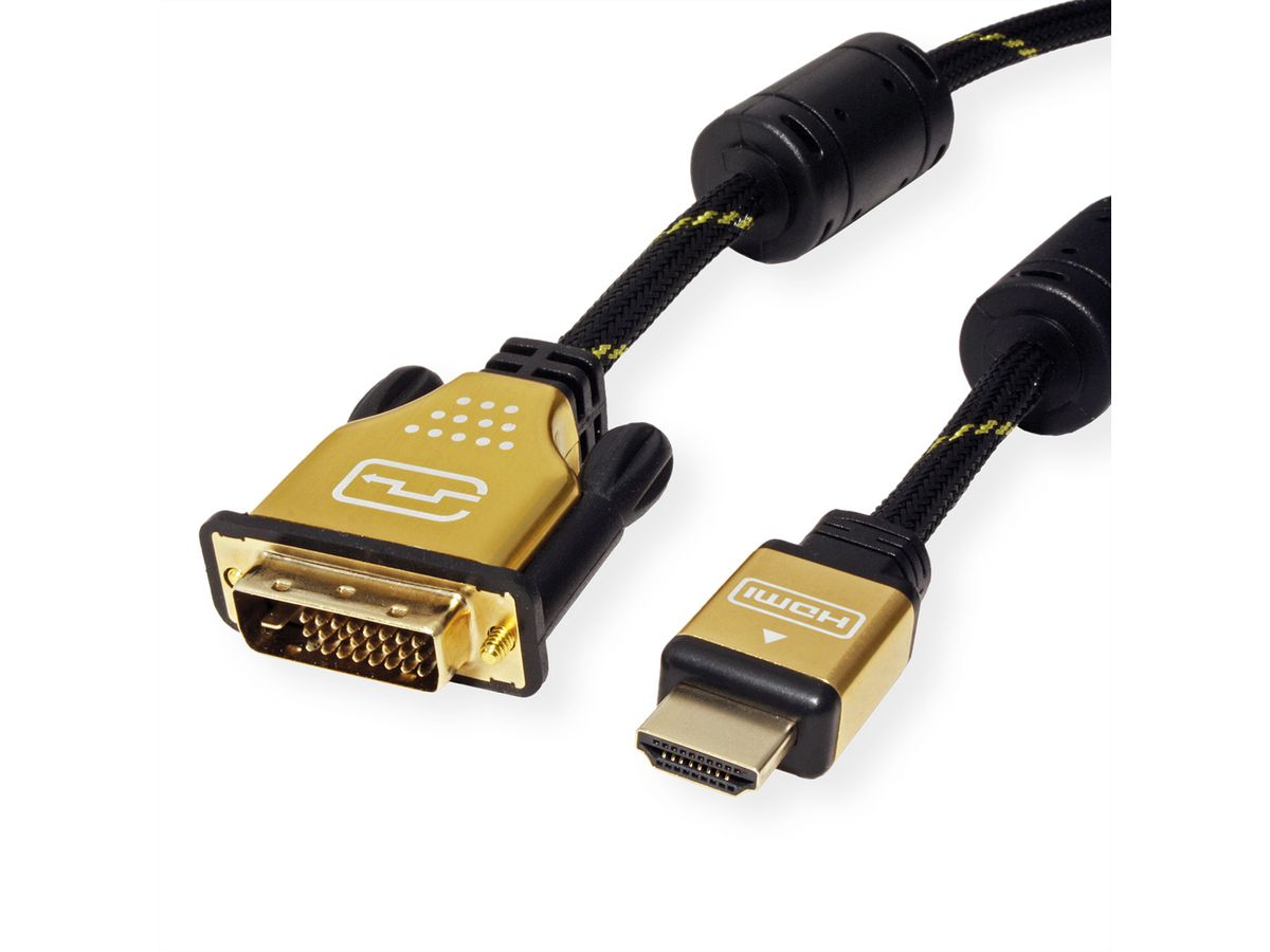 ROLINE GOLD Monitor Cable, DVI (24+1) - HDMI, M/M, 1.5 m