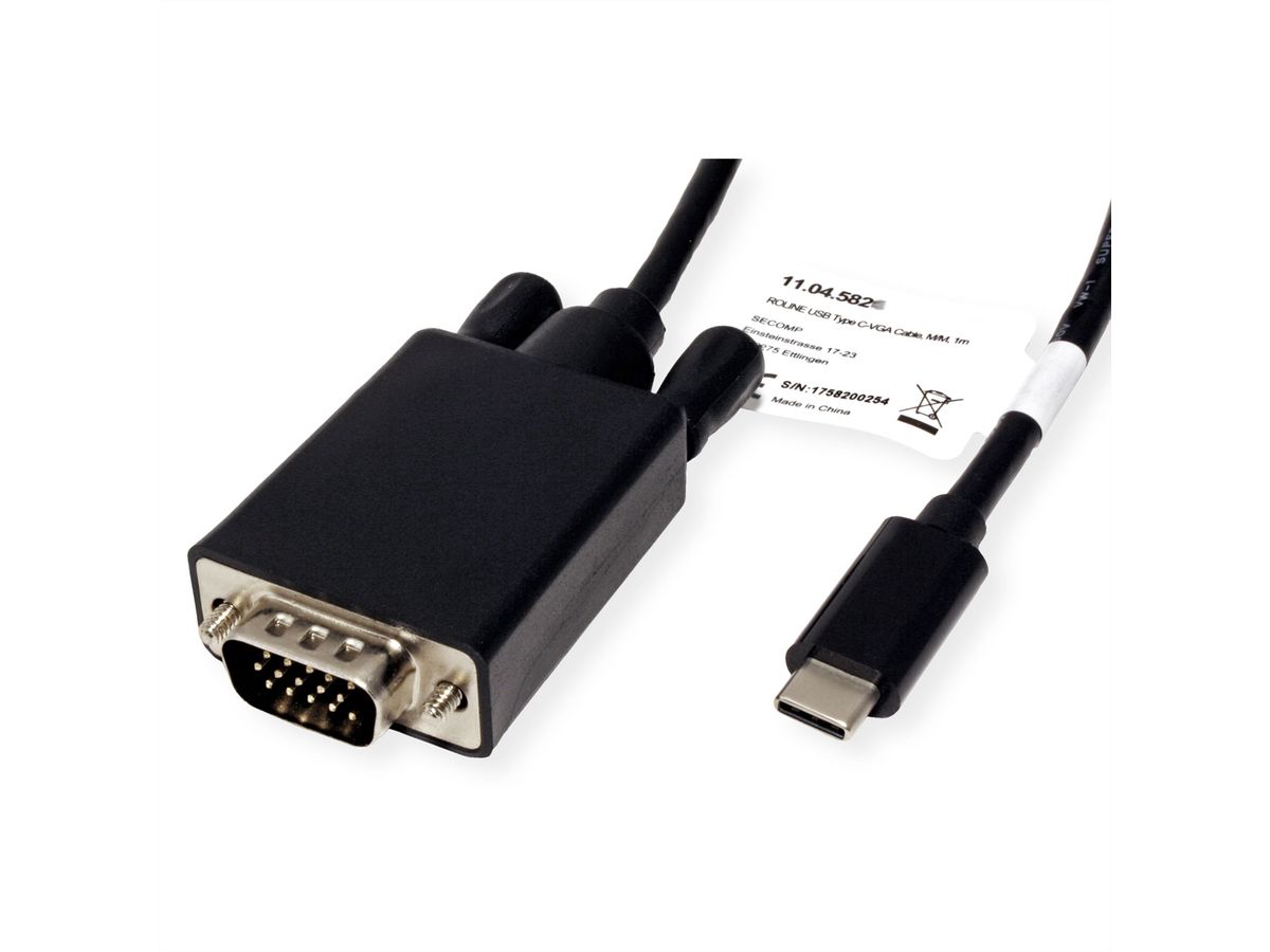 ROLINE USB Type C - VGA Cable, M/M, 2 m