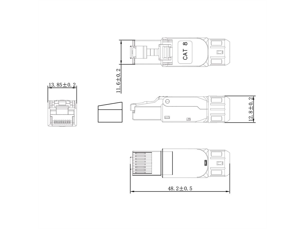 VALUE Cat.8 (Class I) Field Connector Plug RJ45, Tool-Free