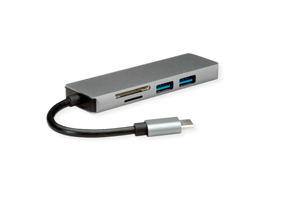 ROLINE USB Type C Docking Station, HDMI 4K30, 2x A USB 3.2 Gen 1, SD/MicroSD Card Reader