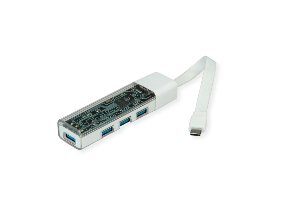 ROLINE USB 3.2 Gen 1 Hub, 4 Ports, Type A+C host connection cable