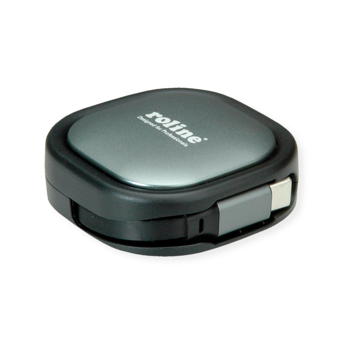 ROLINE USB 2.0 Retractable Cable Type C, 60W, C-C, M/M, black, 1.2 m
