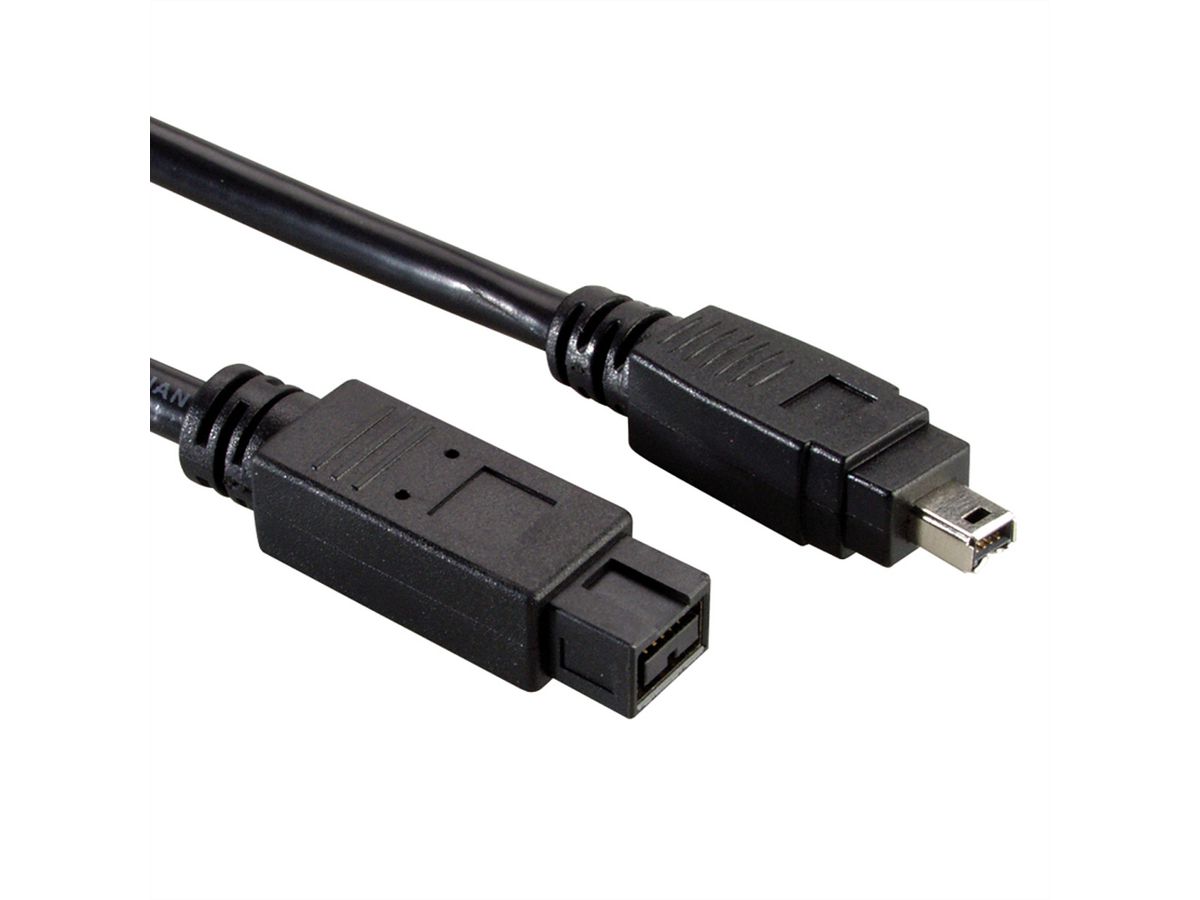 ROLINE IEEE1394b FireWire Cable, 9/4-pin, A-C, black, 1.8 m