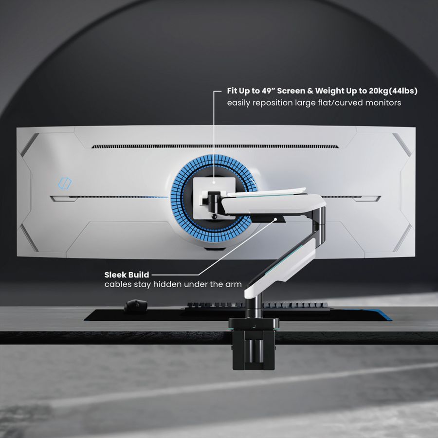 ROLINE Single LCD Monitor Stand, Gas Spring, Desk Clamp, 5 Joints, 17–49 inch, max. 20 kg