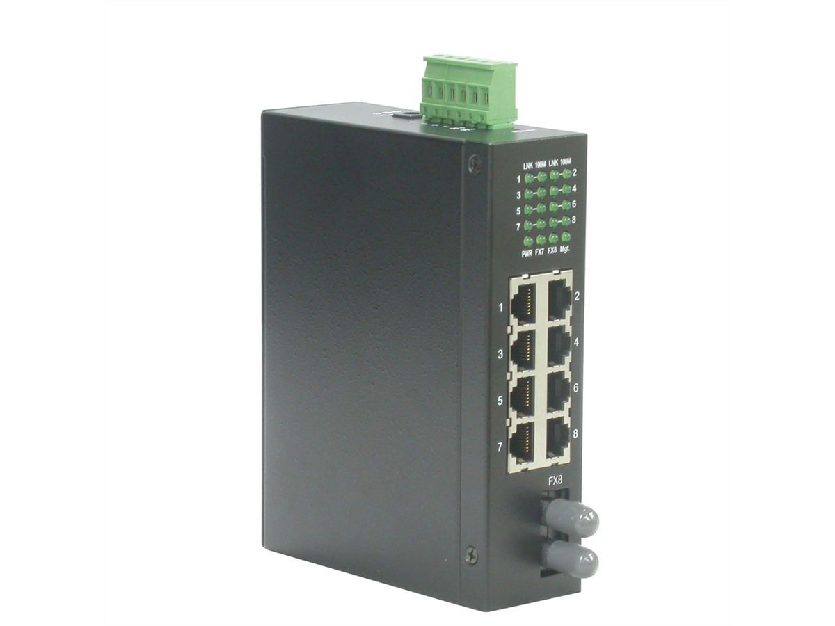 ROLINE Industrial Switch, 7x RJ-45, 1x ST, unmanaged