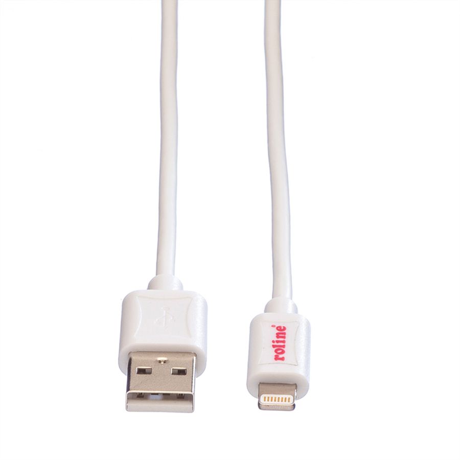 ROLINE 8pin to USB Cable for iPhone, iPod, iPad, white, 0.15 m